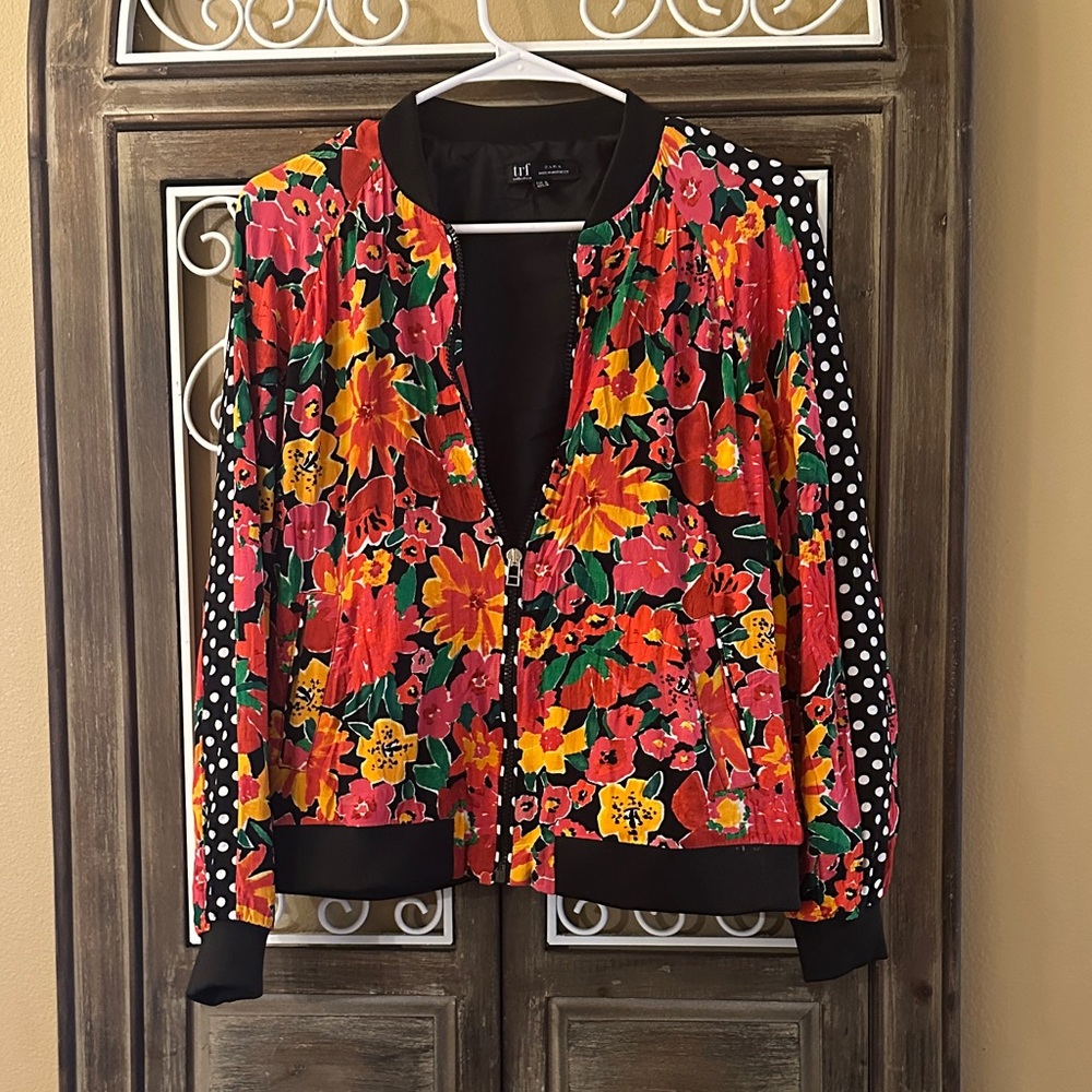Zara medium bomber floral jacket